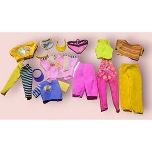 Vintage 80s & 90s Barbie Doll Clothing Lot Multicolor Outfits And Accessories